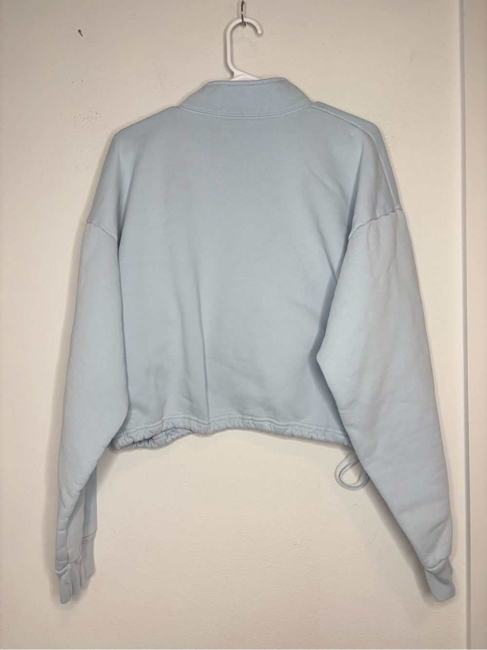 SET ACTIVE BABY BLUE COLLARED CROPPED ZIP UP SWEATSHIRT SZ LARGE - Picture 7 of 8